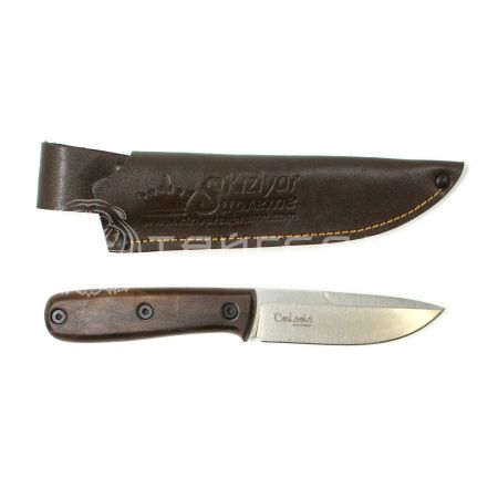 Нож Colada AUS-8 SW (Stonewash, Дерев. рукоять, Кожаный чехол