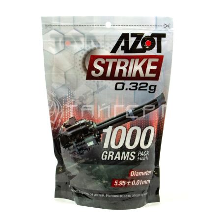 Шарики 6мм AZOT STRIKE 0,32г белые (1 кг. пакет)