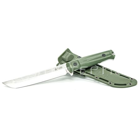 Нож туристический SENPAI AUS-8 SW OKH PS (StoneWash, Olive Kraton Handle, Polyamid Sheath)