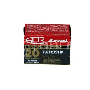 Патрон 7,62х39 БПЗ HP 8,0г/124гр экспан. полим. гильза (20/500шт)